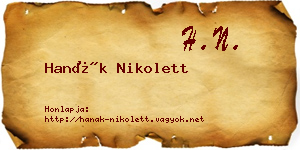 Hanák Nikolett névjegykártya